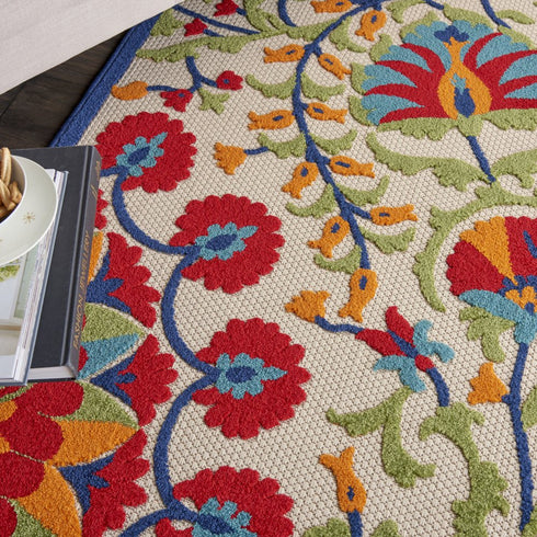 Red and Multicolor Indoor Outdoor Runner Rug